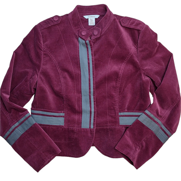 Women's Burgundy Jacket with Gray Accents - Picture 1 of 6
